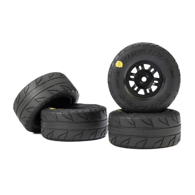 Set of four Proline 1/16 Vector front and rear tires for Mojave GROM RC truck, with detailed tread pattern.