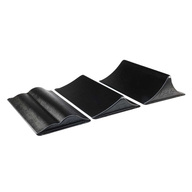 Proline Big Air Triple RC Ramp Set with three colorful ramps for remote control car jumps and tricks.