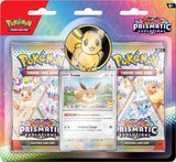 Pokemon TCG Prismatic Evolutions 2-Pack Blister featuring booster cards and promotional packaging for collectible card game.
