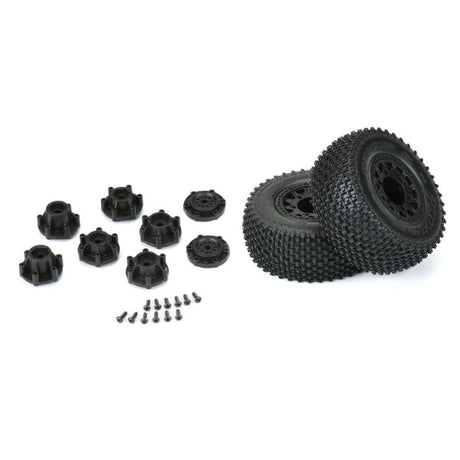Proline 1/10 Gladiator SC pre-mounted soft wheels with foam inserts for remote control off-road trucks.