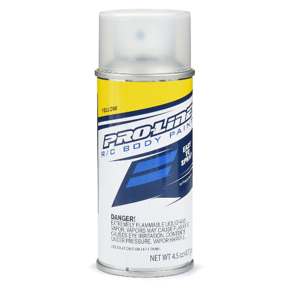 Yellow Proline 4.5oz spray paint can, showcasing the aerosol container with the Proline brand label.
