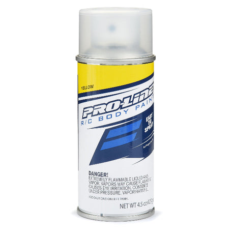 Yellow Proline 4.5oz spray paint can, showcasing the aerosol container with the Proline brand label.