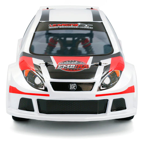 LC Racing EMB-RA 1/14 4WD Rally Car with detailed body and off-road tires, ready for RC racing action.