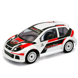 LC Racing EMB-RA 1/14 4WD Rally Car, detailed RC rally vehicle with red and black body, rugged off-road tires, and aerodynamic design.
