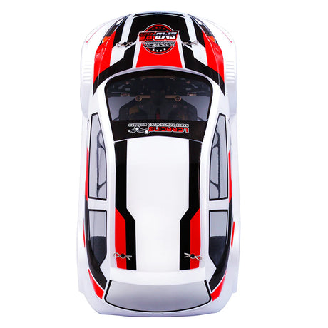 LC Racing EMB-RA 1/14 scale 4WD rally car with detailed body and off-road tires in a bright racing livery.