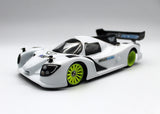 Reflex Racing RAD001-KIT LMP3 1/28 scale Lexan RC car body kit with detailed design and clear windshield, ready for assembly.