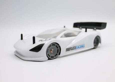 Reflex Racing RAD002 Mako GT 1/28 scale Lexan RC car body, clear and lightweight with detailed design for remote control racing vehicles