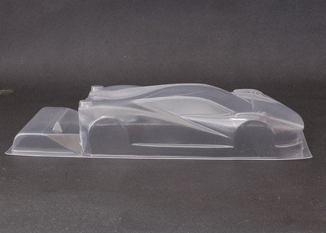 Reflex Racing RAD004 Mako X 1/28 scale Lexan RC car body with aerodynamic design and clear finish.
