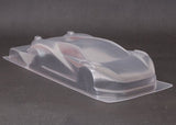 Reflex Racing RAD004 Mako X 1/28 scale Lexan RC car body with detailed design and clear windows for miniature racing vehicles.