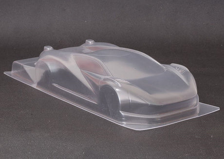 Reflex Racing RAD004 Mako X 1/28 scale Lexan RC car body with detailed design and clear windows for miniature racing vehicles.