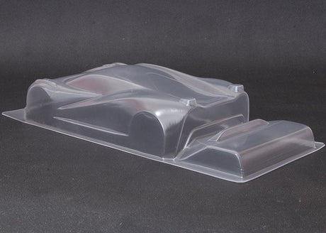 Reflex Racing RAD004 Mako X 1/28 scale Lexan RC car body with aerodynamic design and clear, lightweight material.