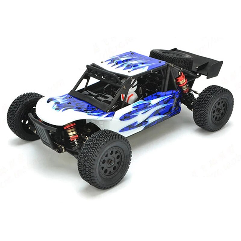 LC Racing EMB-DT 1/14 4WD RC desert truck with brushless motor, rugged off-road tires, and detailed desert truck body.