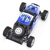 LC Racing EMB-DT 1/14 scale 4WD RC desert truck with brushless motor, rugged tires, and detailed desert truck body.