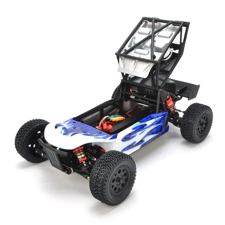 LC Racing EMB-DT 1/14 4WD desert truck RC car with rugged off-road tires, brushless motor, and detailed desert truck design.