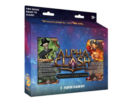 Two-player set of Alpha Clash TCG Genesis Returns collectible trading cards by Rising Empire Studios, featuring vibrant card designs.