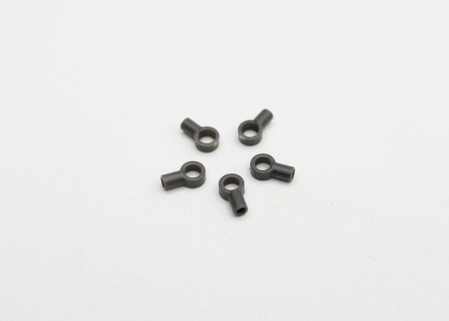 Reflex Racing RX28G2 ball cups for RC cars, showing close-up of black plastic RC car parts with detailed focus on connectors.