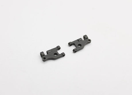 Reflex Racing RX28G2 adjustable upper arms for RC car, showing the black metal components with mounting holes and detailed craftsmanship.