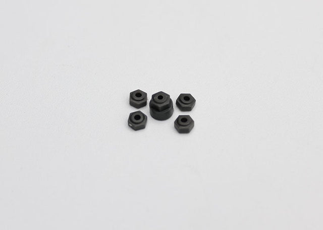 Reflex Racing RX28-056 G2 plastic wheel nut set for RC cars, showing four black wheel nuts on a white background.