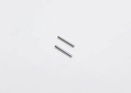 Reflex Racing RX28-014G2 hardened steel lower arm hinge pins for RC car, showing close-up of shiny metallic pins and suspension parts.