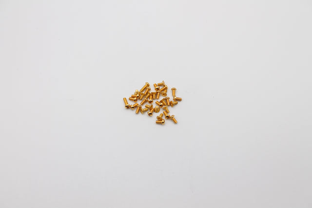 Reflex Racing RX28A-13 gold screw kit for RC car parts, featuring shiny gold screws and hardware for RC vehicle assembly.