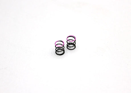 Pink Reflex Racing RX28A-25 medium front linear springs for RC car, showcasing the durable coil design and vibrant color.