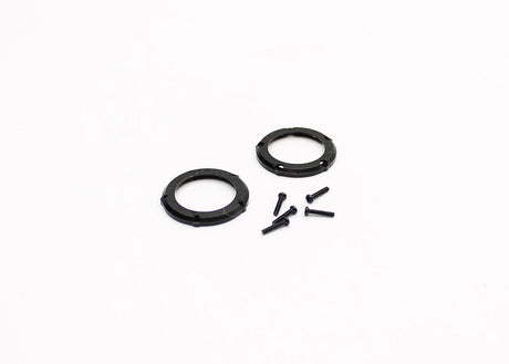 Reflex Racing RX28A-29 aluminum dust covers for V3+ spur gears in RC car ball differential assembly.