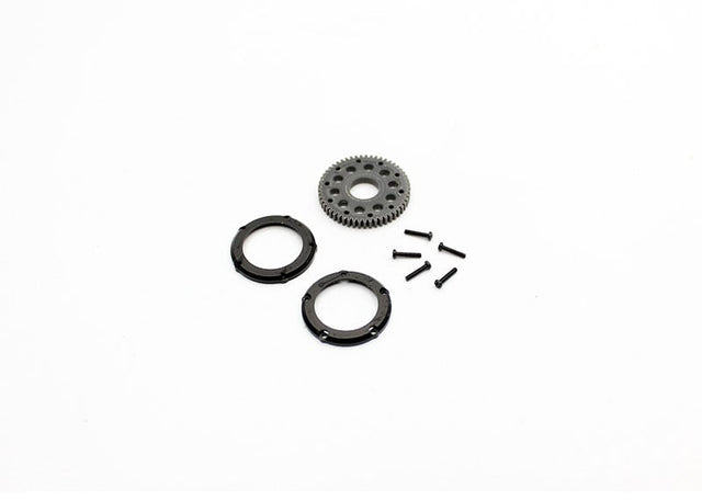Reflex Racing RX28A-30 V3 spur gear and ball diff aluminum dust covers for RC car, showing black and silver protective covers.