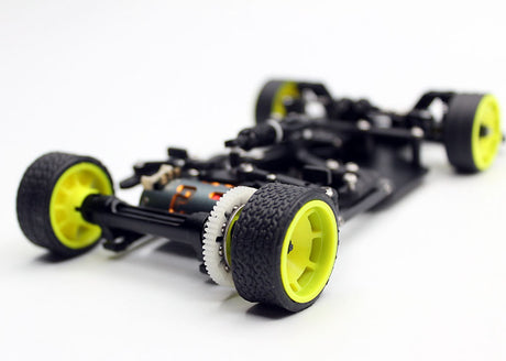 Reflex Racing RX28K 1/28 scale 2WD RC car kit Gen 2 with detailed chassis and vibrant red body, ready for assembly.