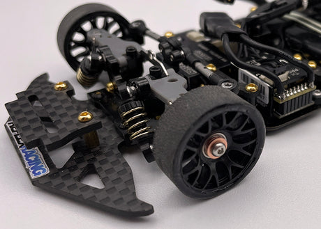Reflex Racing RX516V2 titanium reverse thread adjustable front axles for RC cars, showing the sleek metallic finish and threading details.