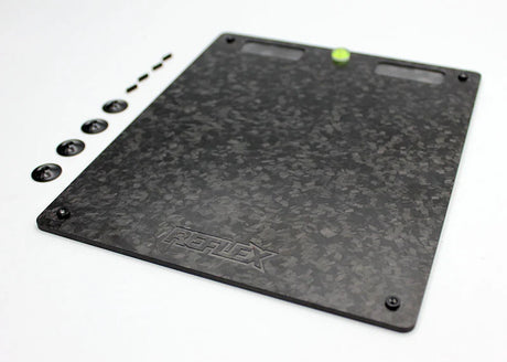 Reflex Racing RX521V2 forged carbon fiber RC car setup board with 165x200mm surface for precise tuning and adjustments.