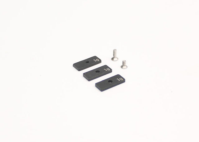 Reflex Racing RX531 RC car bumper weight set featuring durable metal weights for enhanced stability and performance.