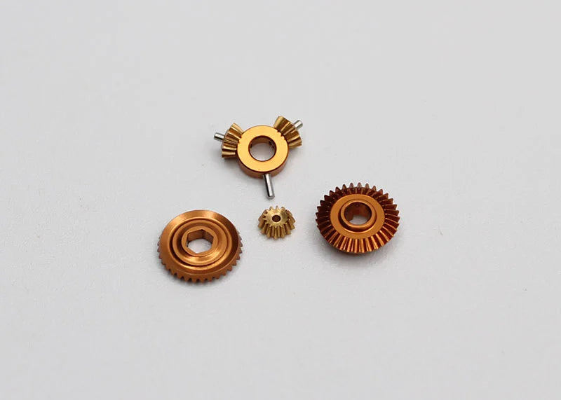 Reflex Racing RX538 aluminum gear differential for RC cars, showing the metallic gear components in close-up.