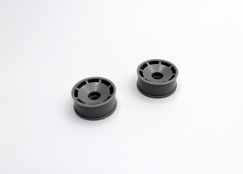 Reflex Racing RX600F1G gray speed dish front wheel with +1 offset for RC cars, showing detailed close-up of wheel design.
