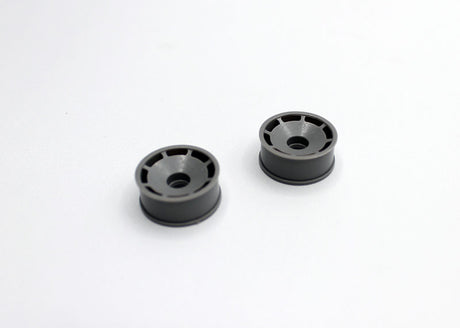 Reflex Racing RX600F1G gray speed dish front wheel with +1 offset for RC cars, showing detailed close-up of wheel design.