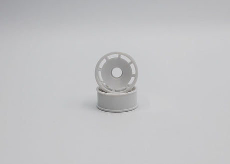 Reflex Racing RX600F1W white speed dish front wheel with +1 offset for RC cars, showing the detailed design and bright finish.