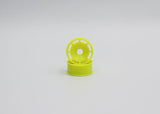 Reflex Racing RX600F1Y yellow speed dish front wheel with +1 offset for RC cars, showing the detailed yellow wheel design.