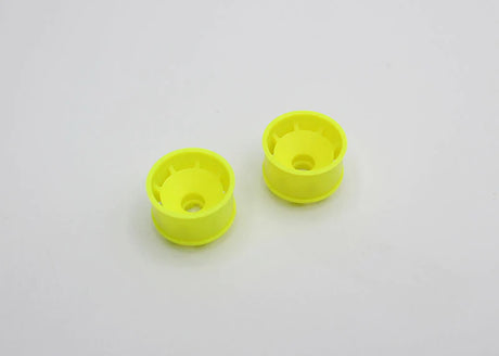 Reflex Racing RX600R-15Y yellow speed dish wheel for RC cars, 11mm size with -1.5 offset, shown in a close-up image.
