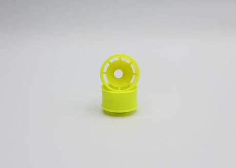 Reflex Racing RX600R0Y yellow rear RC car wheel with 0 offset, featuring a speed dish design for remote control car racing.