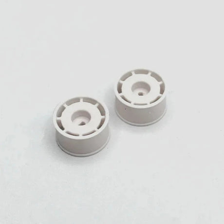 Reflex Racing RX607R125W white flat dish AWD rear wheel with +1.25 offset for RC car, showing detailed wheel design and finish.