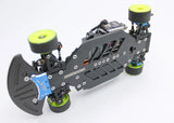 Reflex Racing RXGL-KIT Giulia RC car upgrade kit with 98mm parts, shown assembled with metal and plastic components.