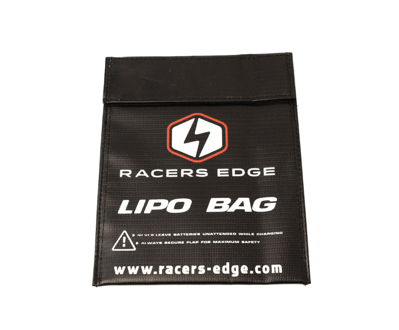 Racers Edge medium LiPo battery charging safety sack for RC batteries, 230x180mm, made of fire-resistant material.