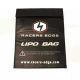 Racers Edge LiPo battery charging safety sack, 300mm by 220mm, designed for safe charging and storage of lithium polymer batteries.