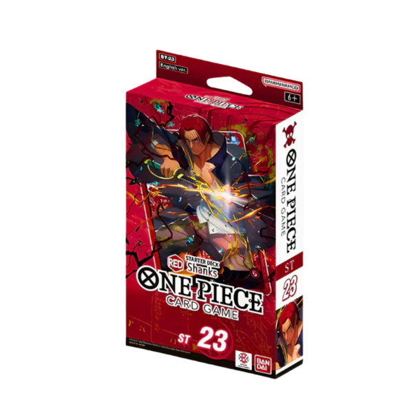 Bandai One Piece TCG Red Shanks card featuring detailed artwork of the character in a dynamic pose.
