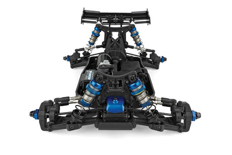 Team Associated Reflex 14B RC buggy kit with detailed chassis and colorful body, designed for off-road racing enthusiasts.