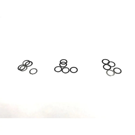 GL Racing 5x7mm shim set with 0.1, 0.2, and 0.3mm shims, featuring thin metal spacers for precise engine adjustments.