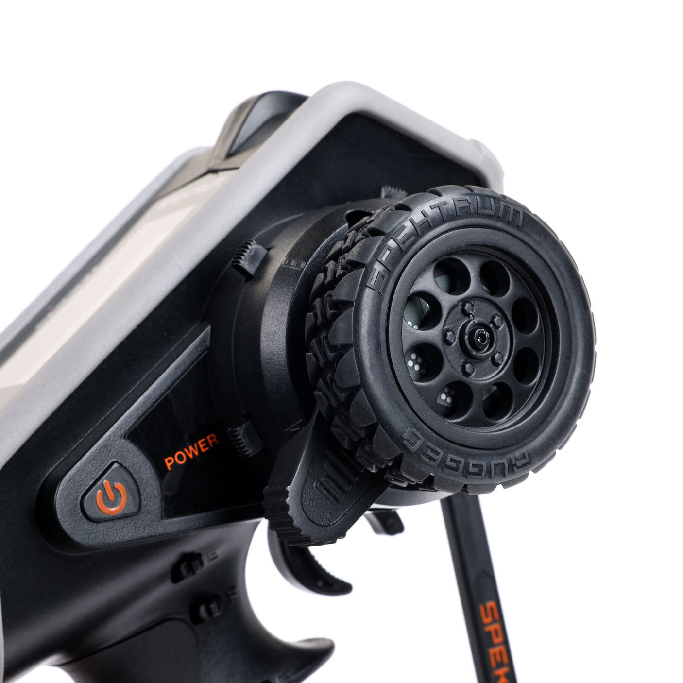 Spektrum DX Rugged+ 12-channel DSMR transmitter with SR615 receiver and rugged design for RC hobby use.