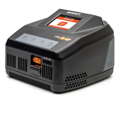 Spektrum S1100 G2 1x100W AC smart charger with digital display and adjustable settings for charging RC batteries.