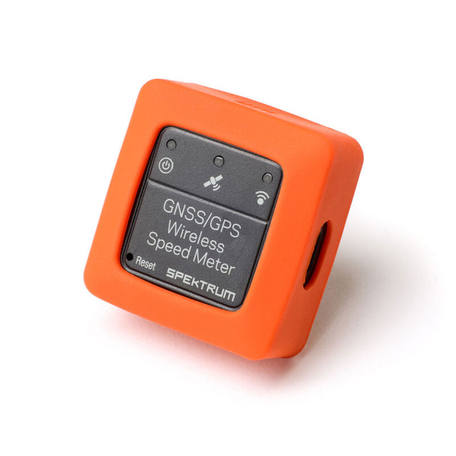 Spektrum GNSS wireless GPS speed meter and data logger device with display and connection ports.