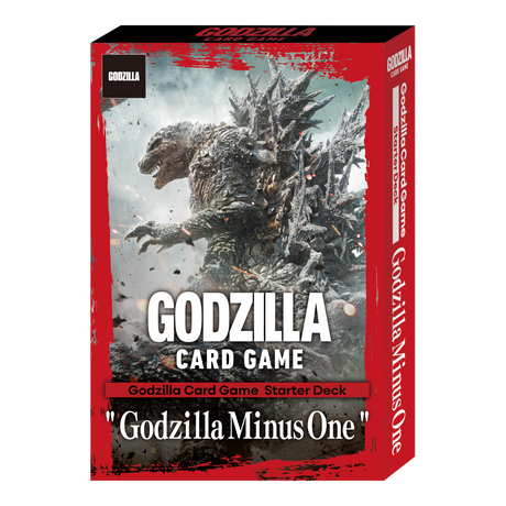 Godzilla Minus One starter deck from BushiRoad featuring colorful trading card game cards with Godzilla-themed artwork.
