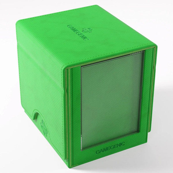 Green Gamegenic Sidekick PRO 100+ XL convertible storage case with adjustable compartments for trading cards and collectibles.